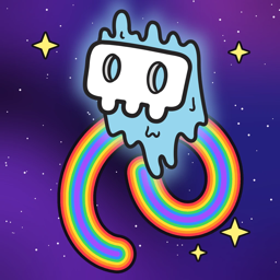 The Ghost Boy app icon: a drippy blue ghost with a rainbow loop trailing behind him